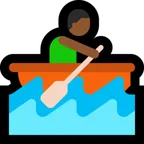 man rowing boat: medium-dark skin tone for Microsoft platform