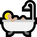 person taking bath: medium-light skin tone untuk platform Microsoft