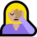 person facepalming: medium-light skin tone für Microsoft Plattform