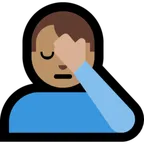 man facepalming: medium skin tone für Microsoft Plattform