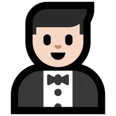 man in tuxedo: light skin tone for Microsoft platform