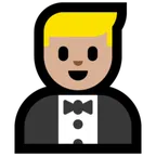 person in tuxedo: medium-light skin tone per la piattaforma Microsoft