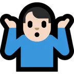 man shrugging: light skin tone untuk platform Microsoft