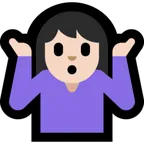 person shrugging: light skin tone per la piattaforma Microsoft