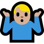 man shrugging: medium-light skin tone til Microsoft platform