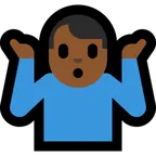 man shrugging: medium-dark skin tone til Microsoft platform
