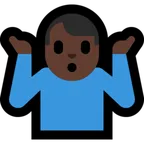 man shrugging: dark skin tone for Microsoft platform
