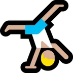 man cartwheeling: medium-light skin tone pentru platforma Microsoft