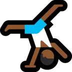 man cartwheeling: medium-dark skin tone for Microsoft platform