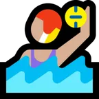woman playing water polo: medium-light skin tone voor Microsoft platform