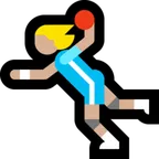 woman playing handball: medium-light skin tone pentru platforma Microsoft