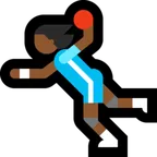 woman playing handball: medium-dark skin tone for Microsoft platform