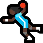 woman playing handball: dark skin tone for Microsoft platform