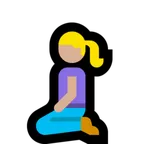 woman kneeling: medium-light skin tone til Microsoft platform