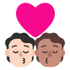 kiss: person, person, light skin tone, medium skin tone til Microsoft platform