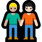 people holding hands: medium-light skin tone, light skin tone для платформи Microsoft