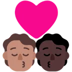 kiss: person, person, medium skin tone, dark skin tone لمنصة Microsoft