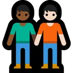 people holding hands: medium-dark skin tone, light skin tone para la plataforma Microsoft