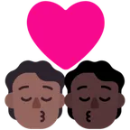 Microsoft platformu için kiss: person, person, medium-dark skin tone, dark skin tone