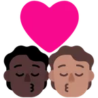 kiss: person, person, dark skin tone, medium skin tone لمنصة Microsoft