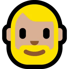 person: medium-light skin tone, beard สำหรับแพลตฟอร์ม Microsoft