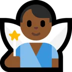 Microsoft 平台中的 man fairy: medium-dark skin tone