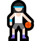 woman bouncing ball: light skin tone til Microsoft platform