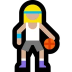 woman bouncing ball: medium-light skin tone لمنصة Microsoft