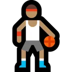 person bouncing ball: medium skin tone untuk platform Microsoft