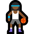 woman bouncing ball: medium-dark skin tone لمنصة Microsoft