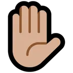 raised hand: medium-light skin tone untuk platform Microsoft