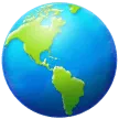 Samsung प्लेटफ़ॉर्म के लिए globe showing Americas