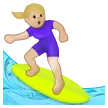 woman surfing: medium-light skin tone สำหรับแพลตฟอร์ม Samsung