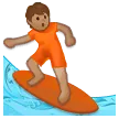 person surfing: medium skin tone untuk platform Samsung