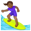 woman surfing: medium-dark skin tone สำหรับแพลตฟอร์ม Samsung