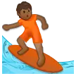 person surfing: medium-dark skin tone untuk platform Samsung
