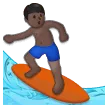man surfing: dark skin tone for Samsung platform
