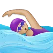 woman swimming: medium-light skin tone per la piattaforma Samsung