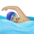 man swimming: medium-light skin tone untuk platform Samsung