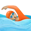 person swimming: medium-light skin tone untuk platform Samsung