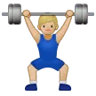 man lifting weights: medium-light skin tone لمنصة Samsung