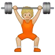 person lifting weights: medium-light skin tone สำหรับแพลตฟอร์ม Samsung