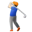 man golfing: light skin tone for Samsung platform