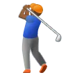 man golfing: medium-dark skin tone для платформы Samsung