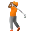 person golfing: medium-dark skin tone untuk platform Samsung