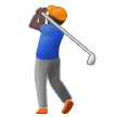 man golfing: dark skin tone untuk platform Samsung