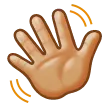 waving hand: medium-light skin tone สำหรับแพลตฟอร์ม Samsung