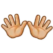 open hands: medium-light skin tone untuk platform Samsung