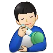 man feeding baby: light skin tone per la piattaforma Samsung