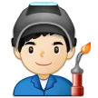 man factory worker: light skin tone pentru platforma Samsung